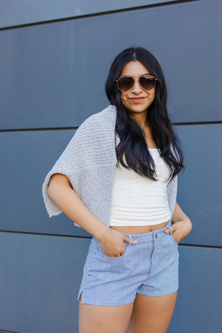 The American Dreamer Navy Striped Shorts