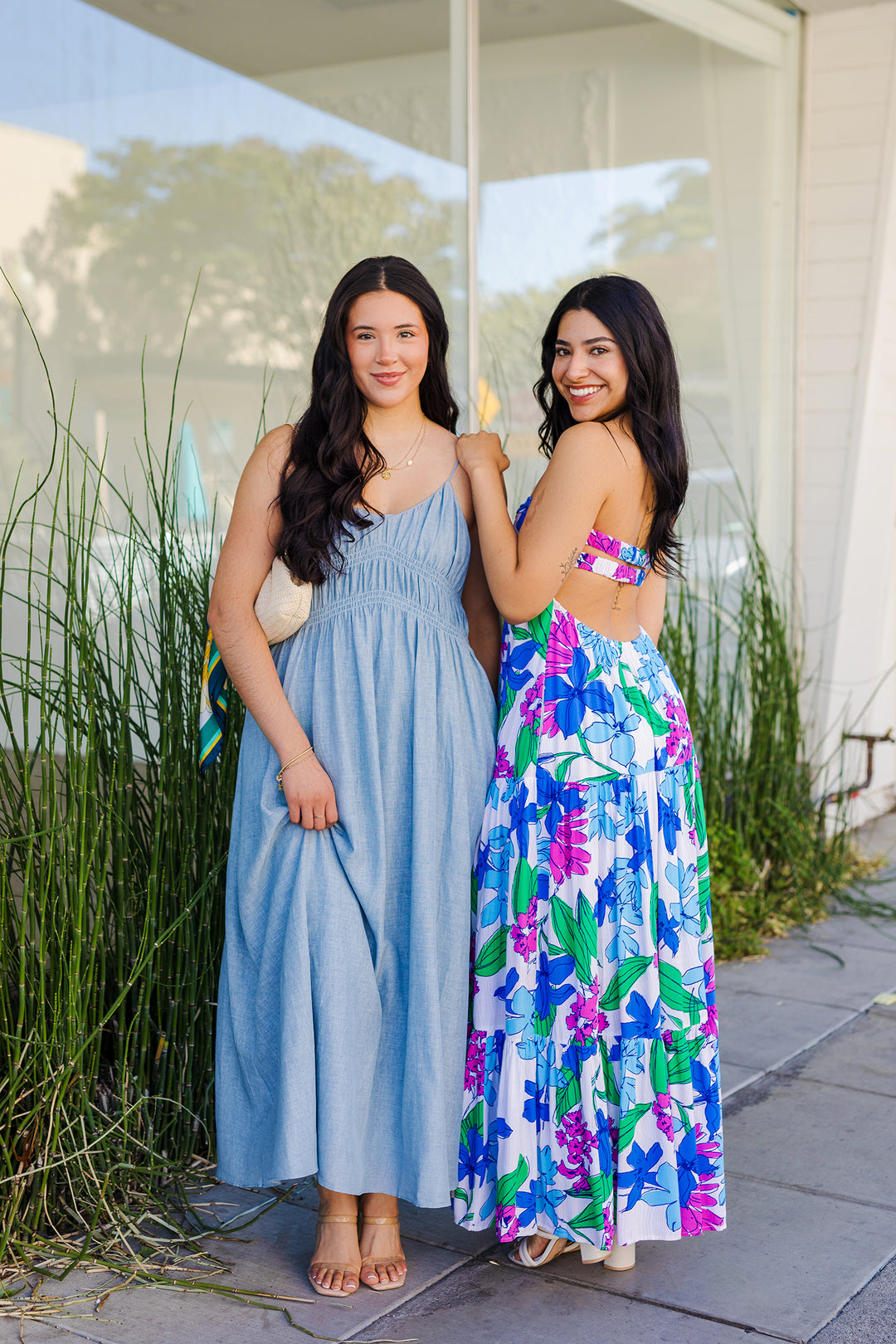The Somewhere Tropical Palm Print Strapless Maxi Dress