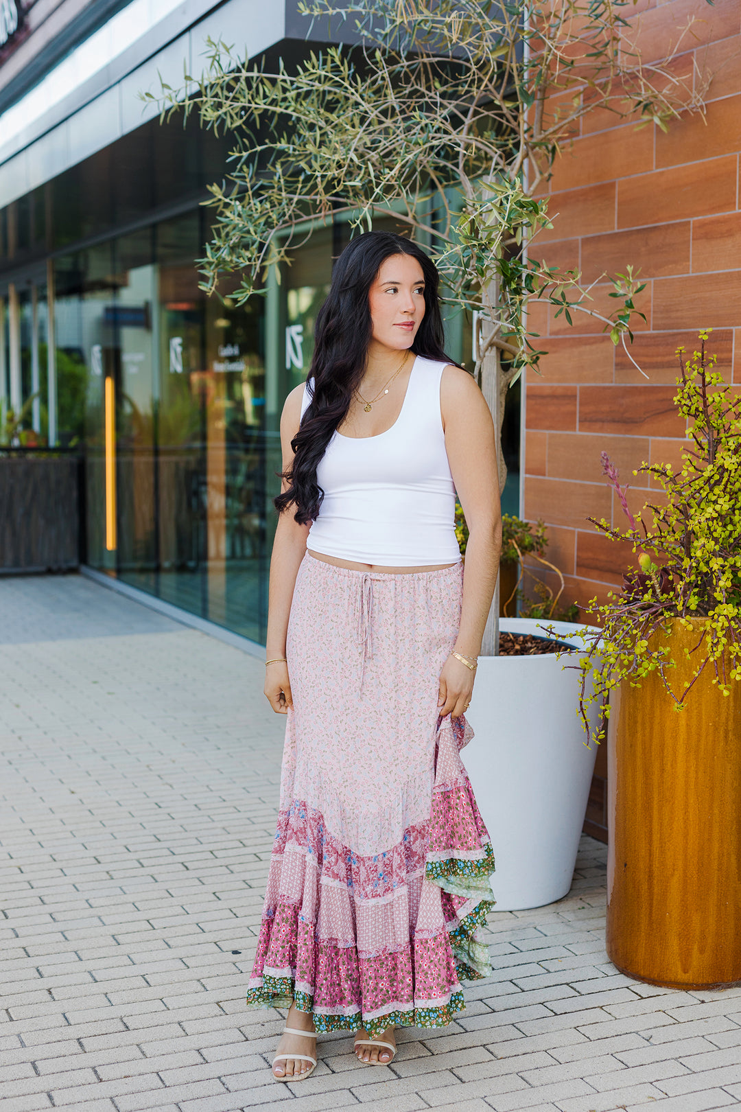 The Spin Her Around Floral Tiered Maxi Skirt