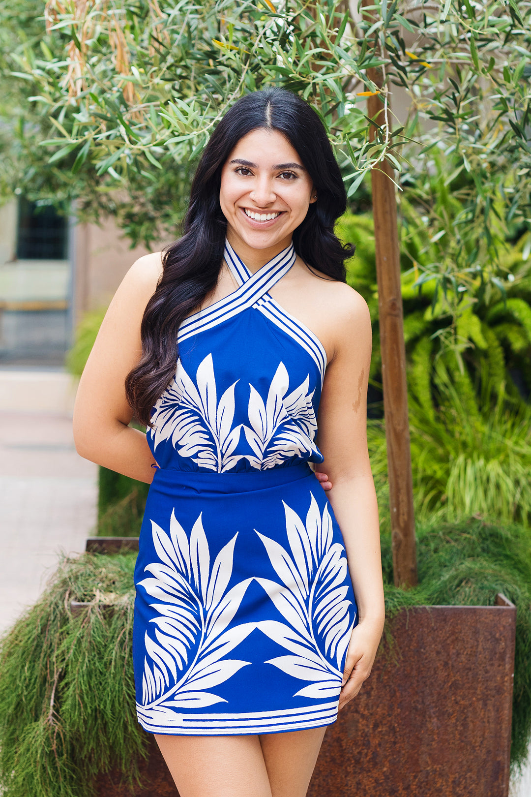 The Some Like It Hot Tropical Print Halter Mini Dress