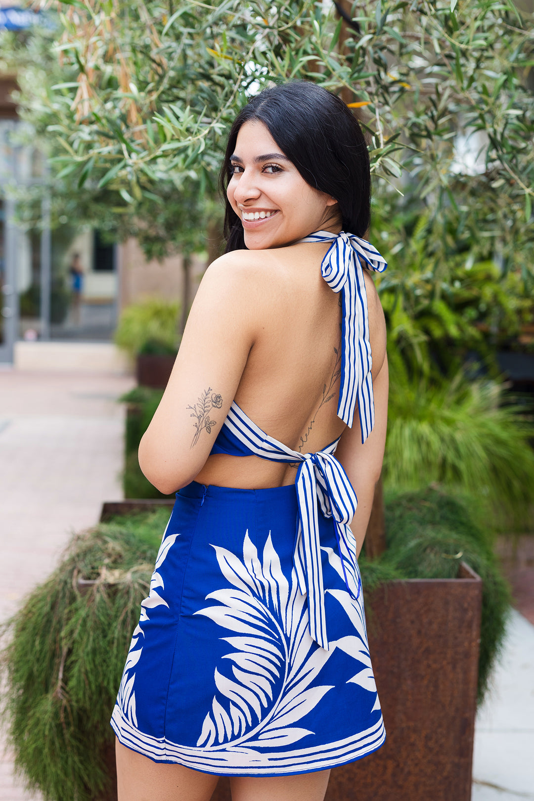 The Some Like It Hot Tropical Print Halter Mini Dress