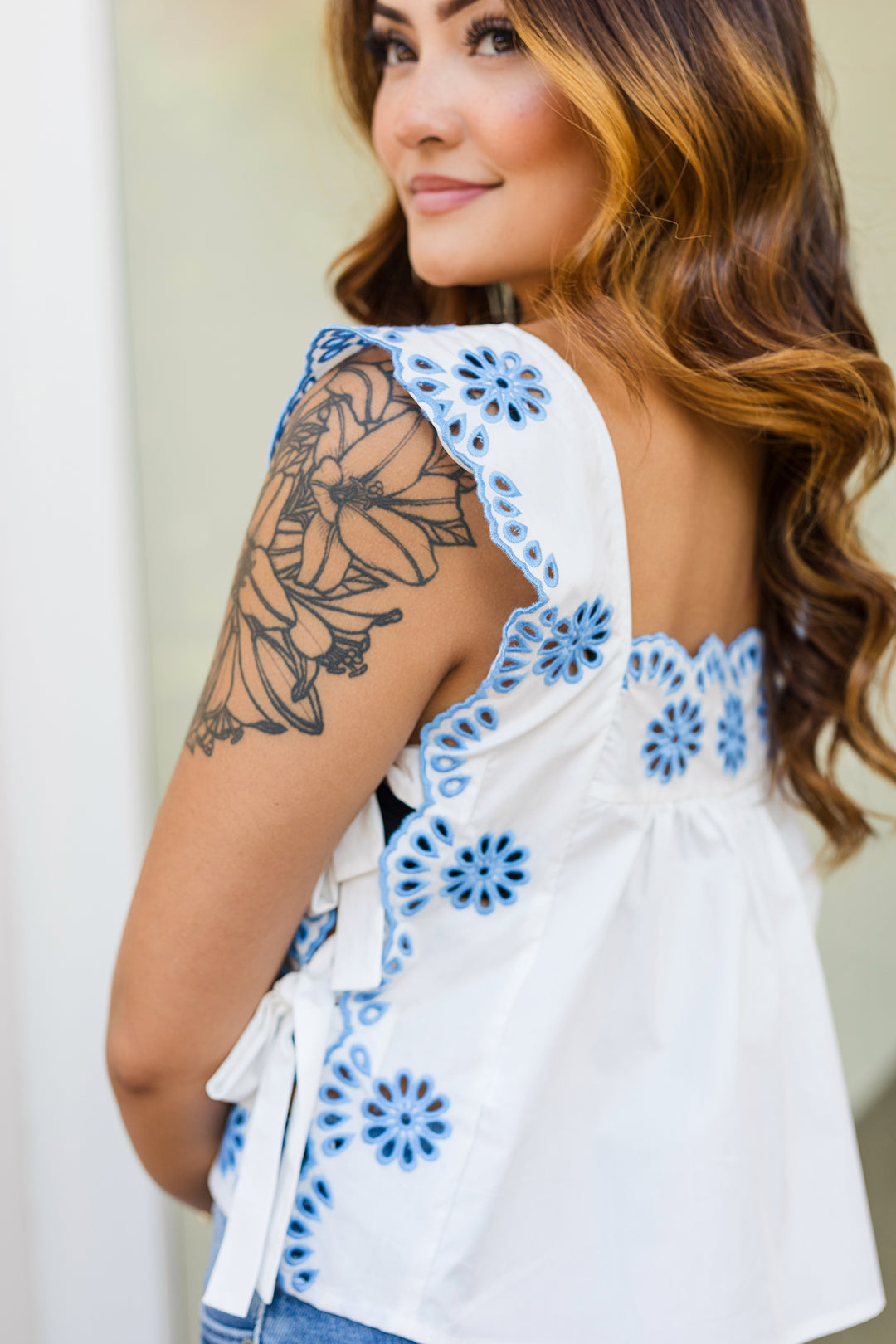 The Forget Me Not Embroidered Crop Top