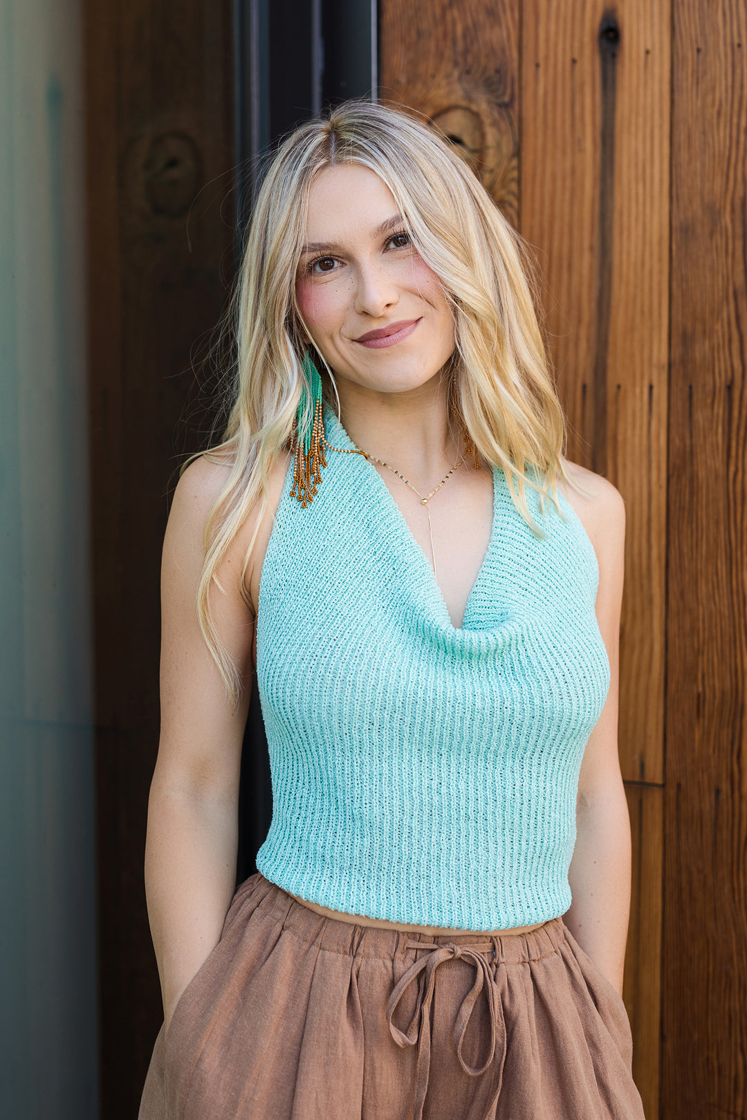 The Mojito Moment Halter Neck Sweater Top