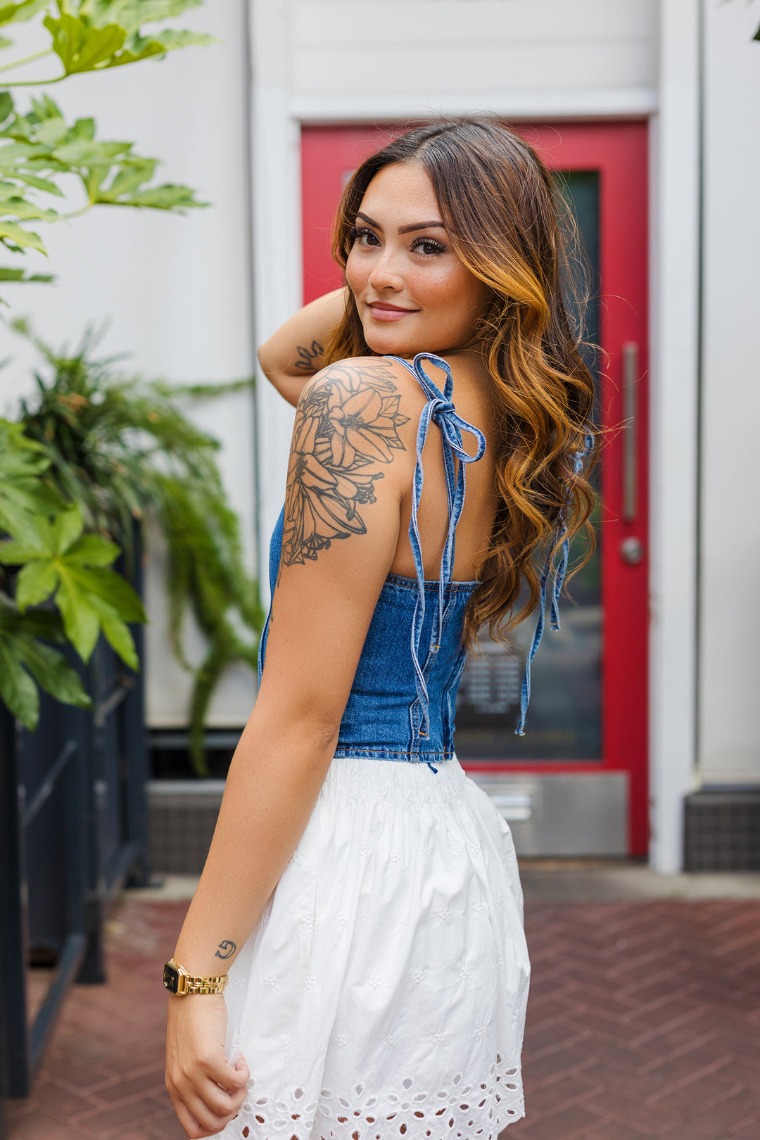The Low Rider Dark Denim Corset Top