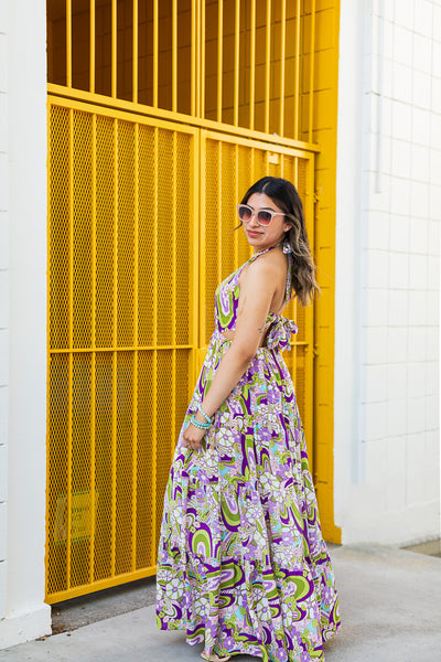 The Feelin Groovy Sage & Purple Maxi Dress