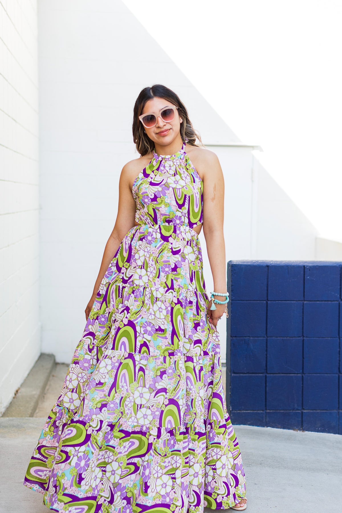The Feelin Groovy Sage & Purple Maxi Dress