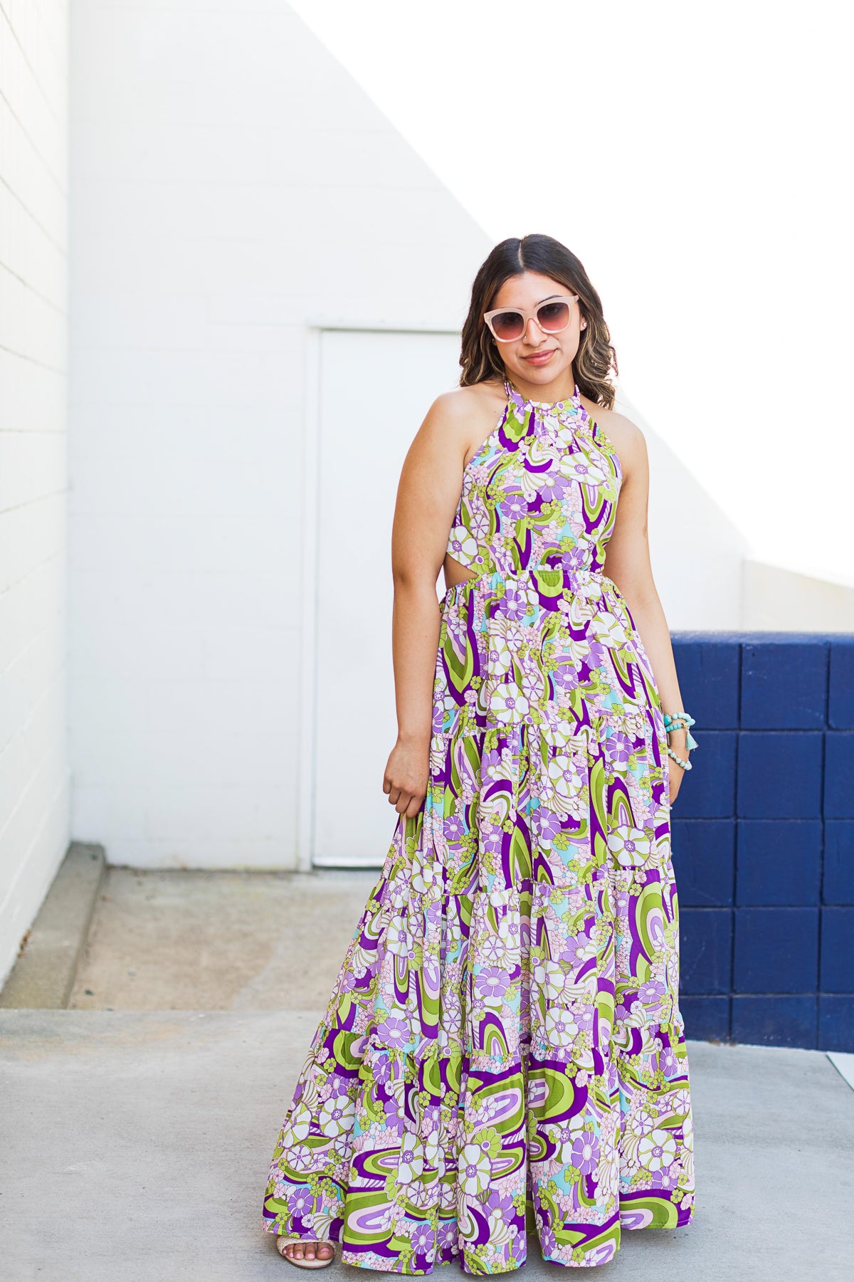 The Feelin Groovy Sage & Purple Maxi Dress