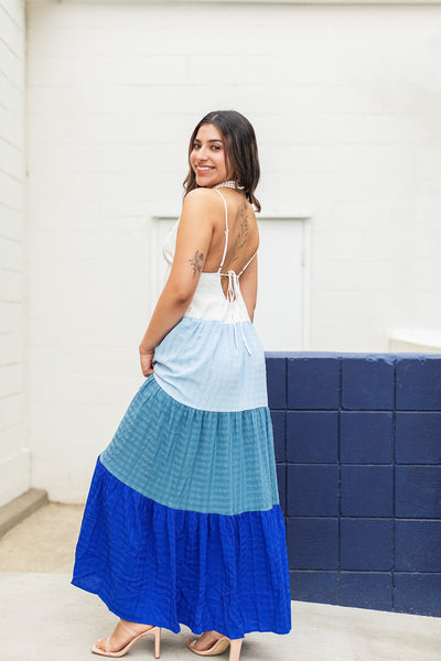 The Oceanside Blue Ombre Tiered Maxi Dress