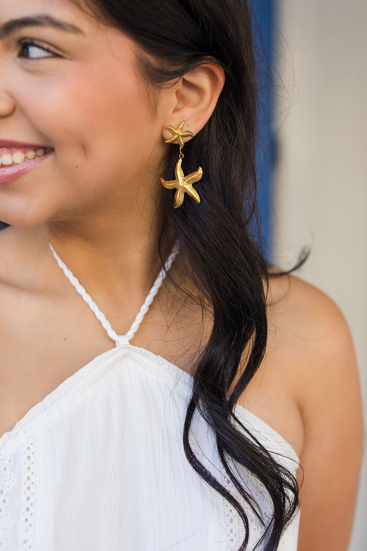 The She's A Star Gold Starfish Earrings