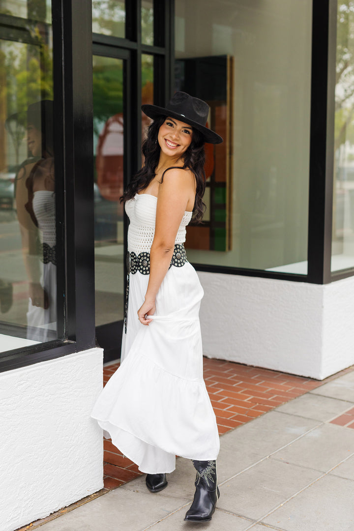 The Country Road White Tiered Maxi Skirt