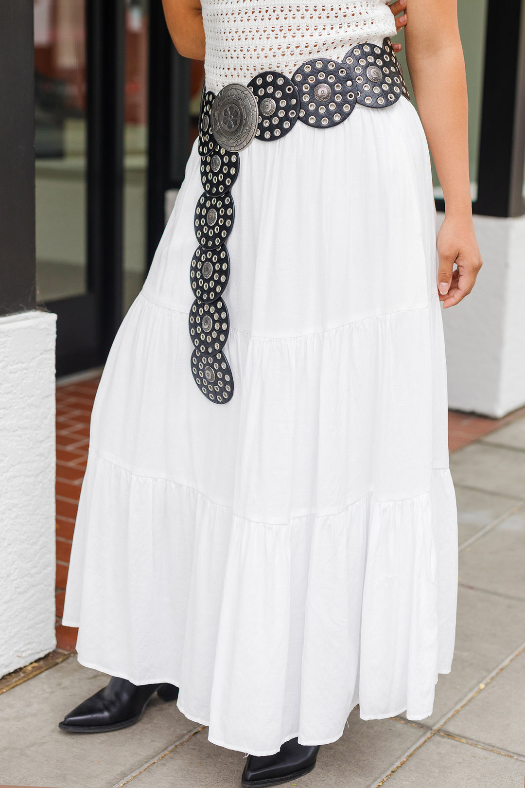 The Country Road White Tiered Maxi Skirt