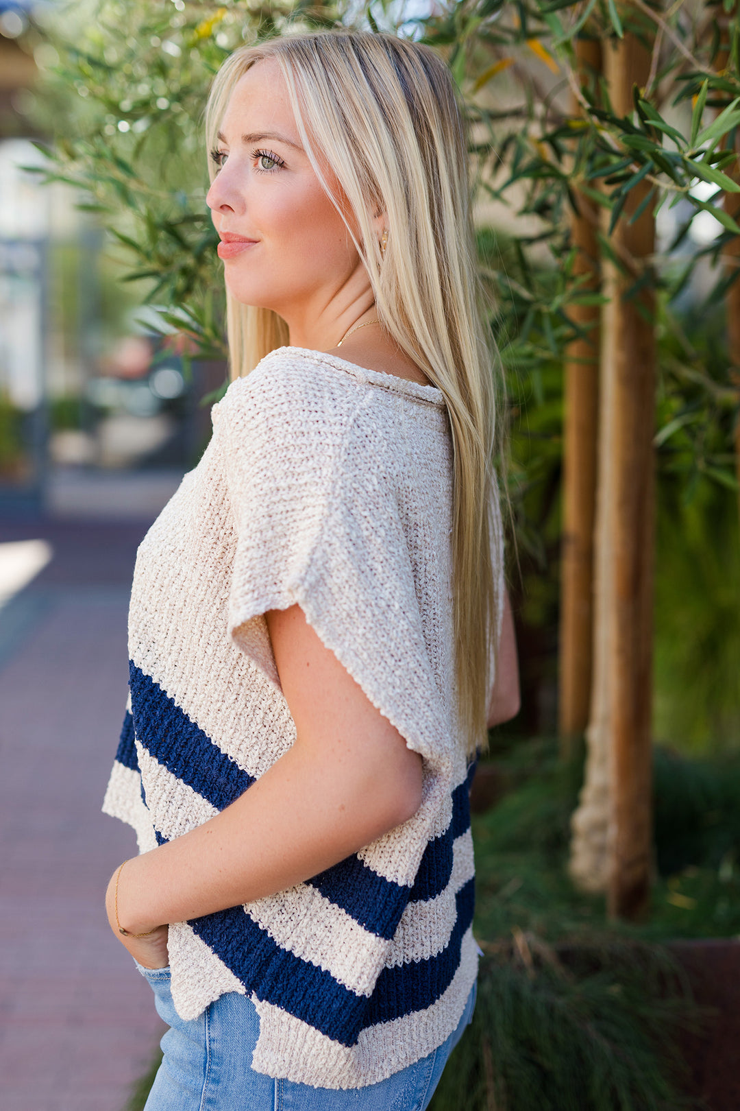 The Sail Away Sleeveless Striped Sweater