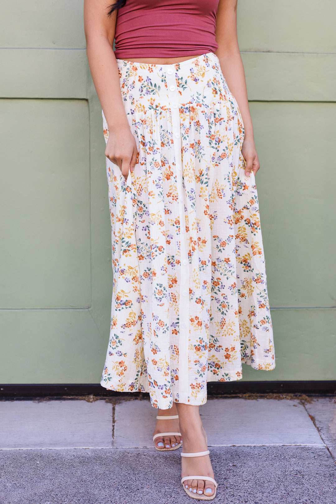 The Summer Sunflower Floral Maxi Skirt