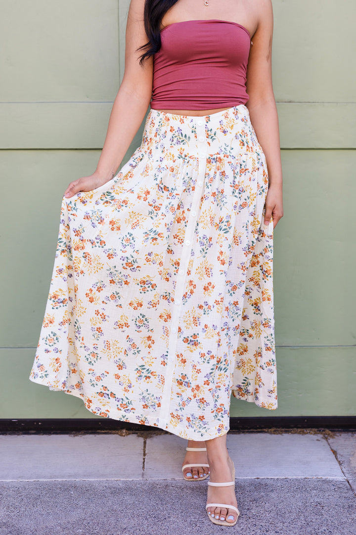 The Summer Sunflower Floral Maxi Skirt