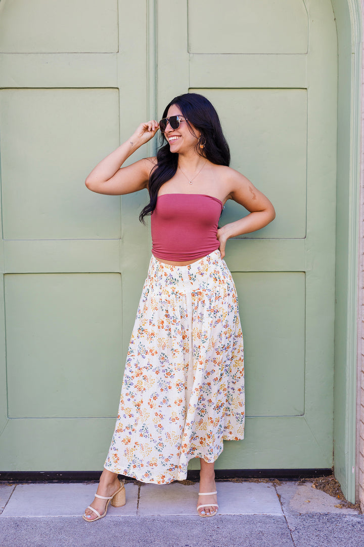 The Summer Sunflower Floral Maxi Skirt