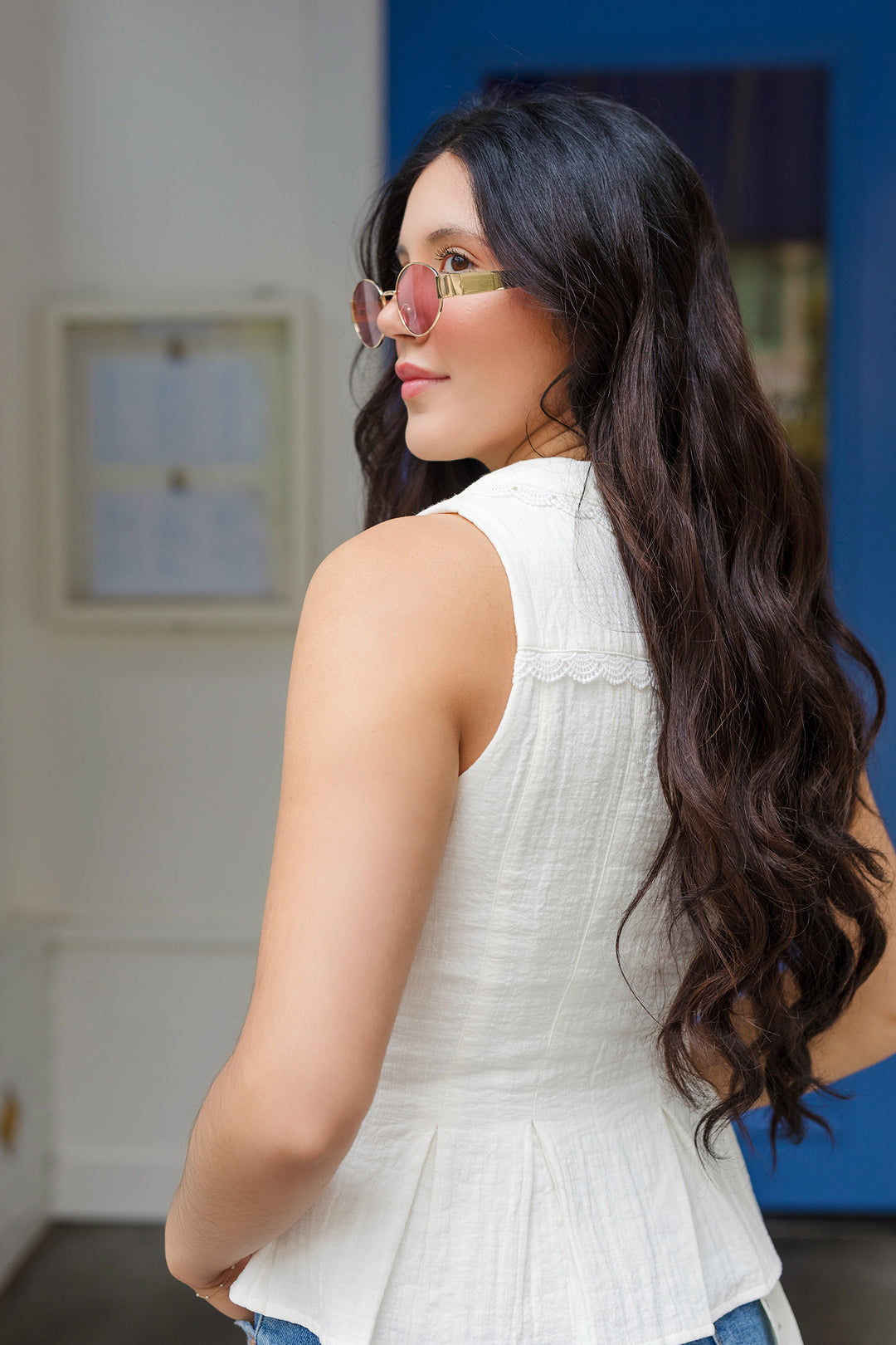 The Summer Romance White Lace Tie Front Blouse
