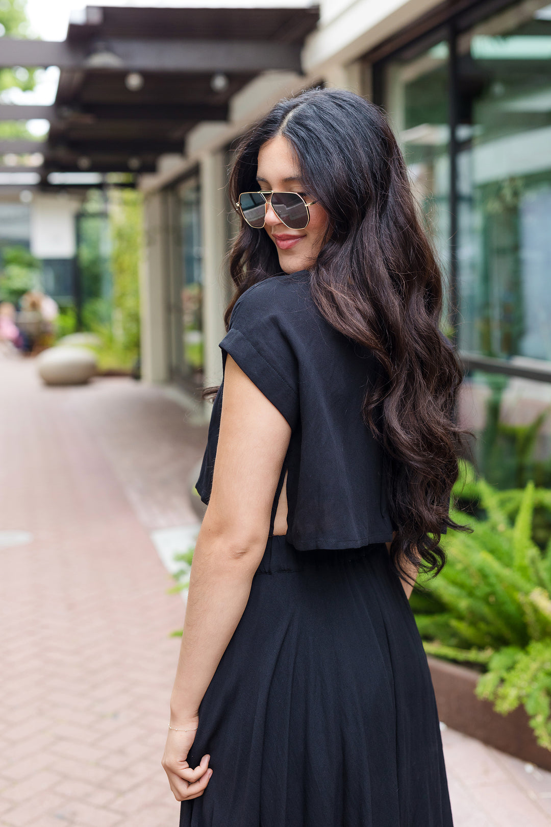The Cassie Linen Two Piece Top & Midi Skirt Set