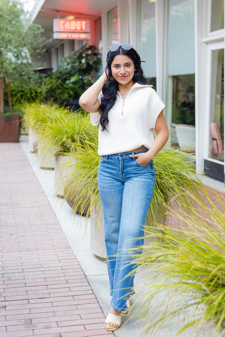 The Zip Code Cap Sleeve Sweater