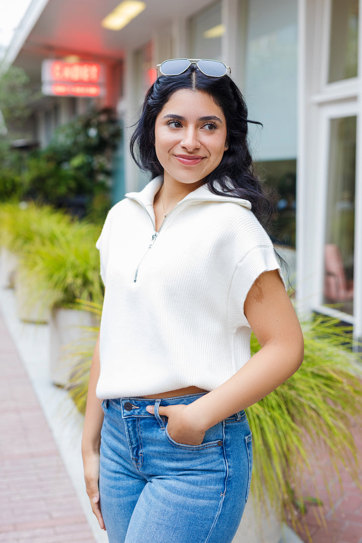 The Zip Code Cap Sleeve Sweater