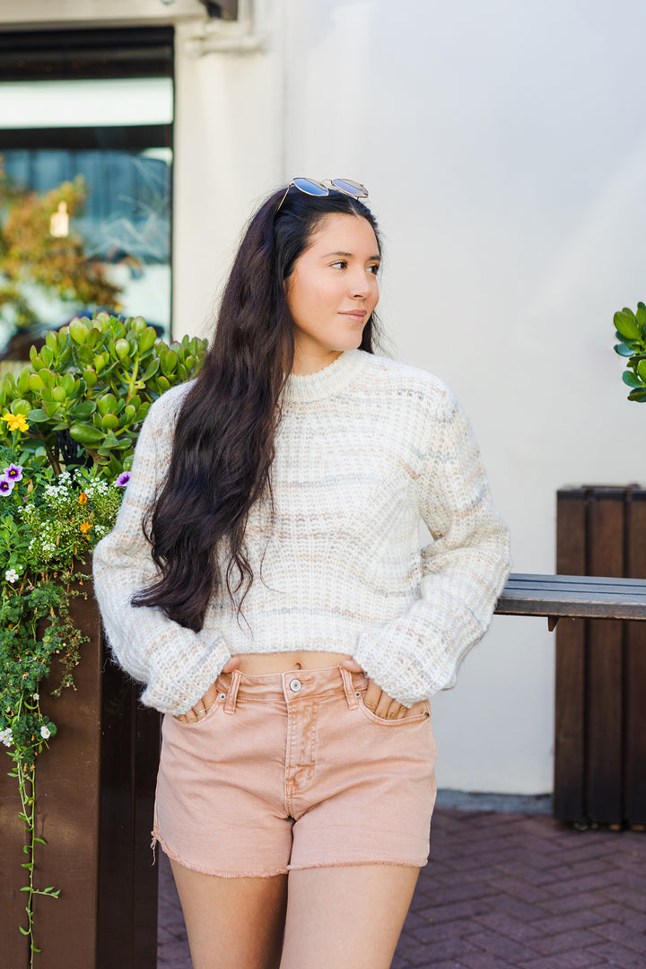 The Chilly Mornings Speckled Crop Sweater