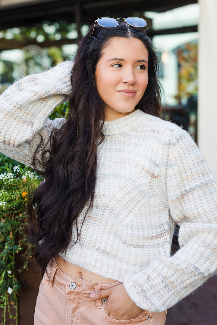 The Chilly Mornings Speckled Crop Sweater