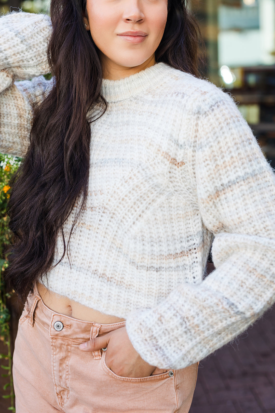 The Chilly Mornings Speckled Crop Sweater