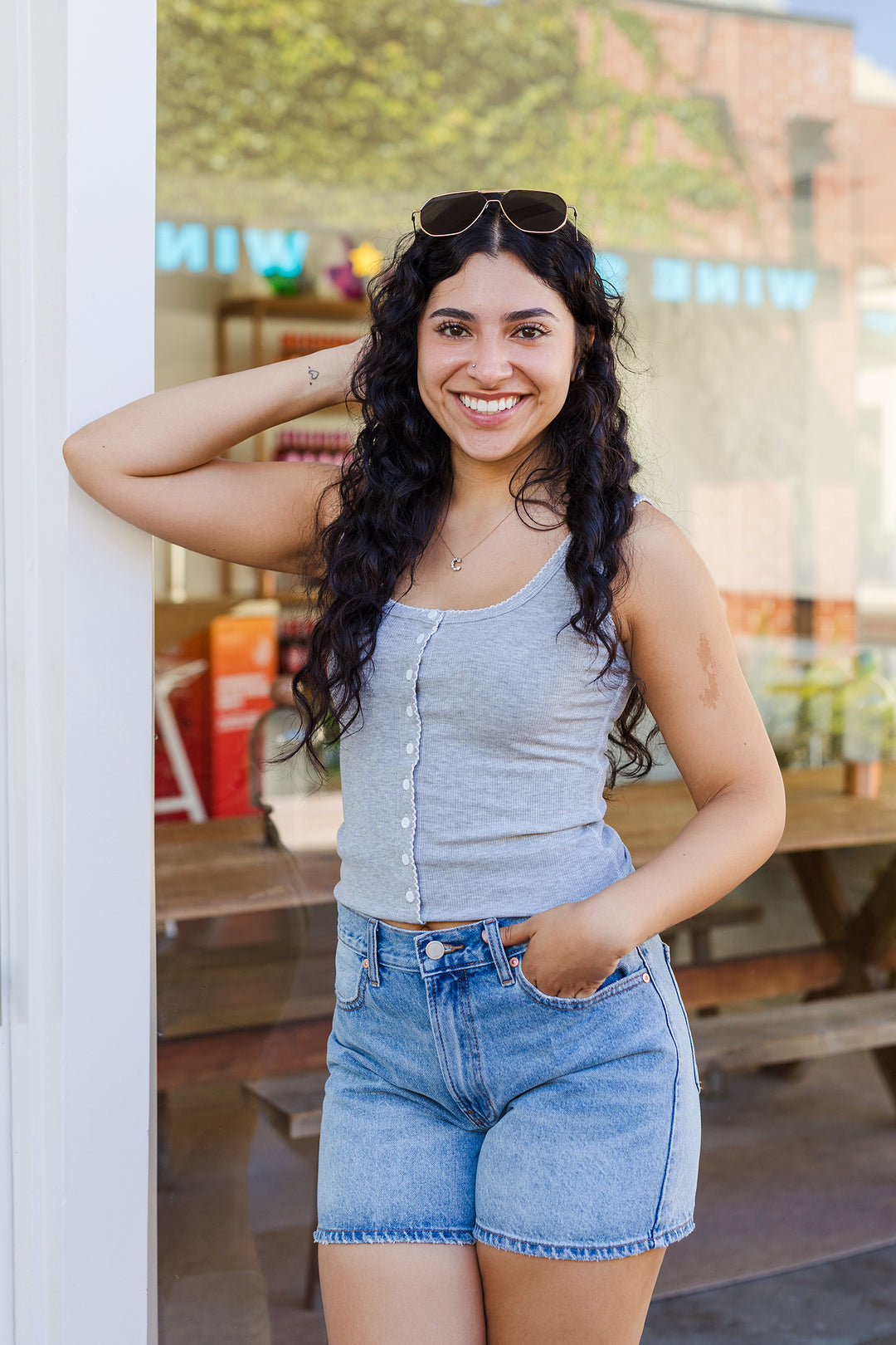 The Sweet Edge Button Front Tank