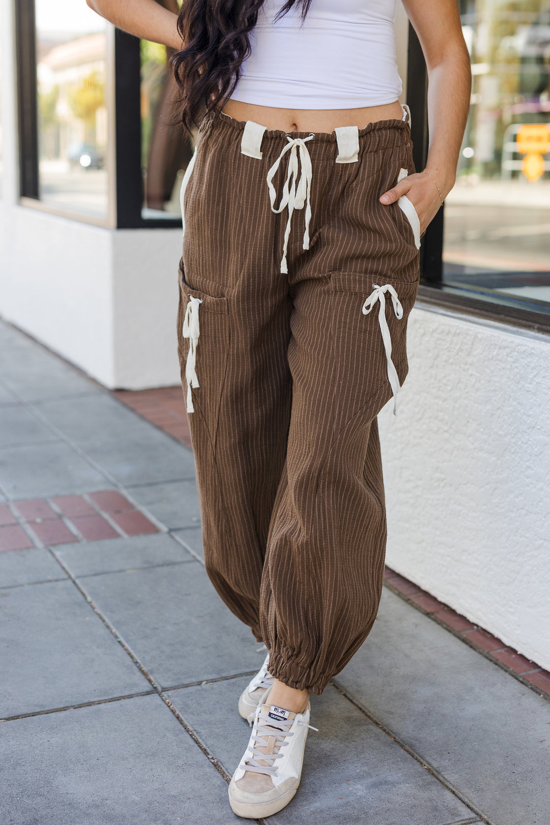 The Laid Back Striped Drawstring Jogger Pants