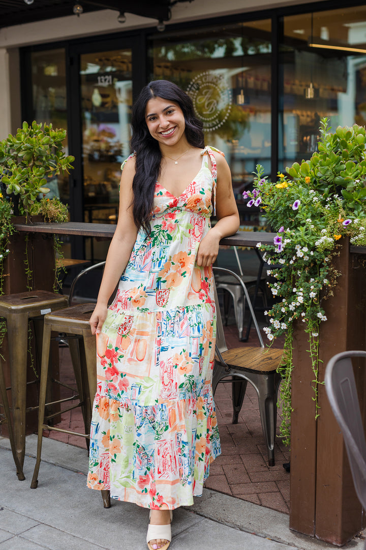 The Holiday In Bali Colorful Print Maxi Dress