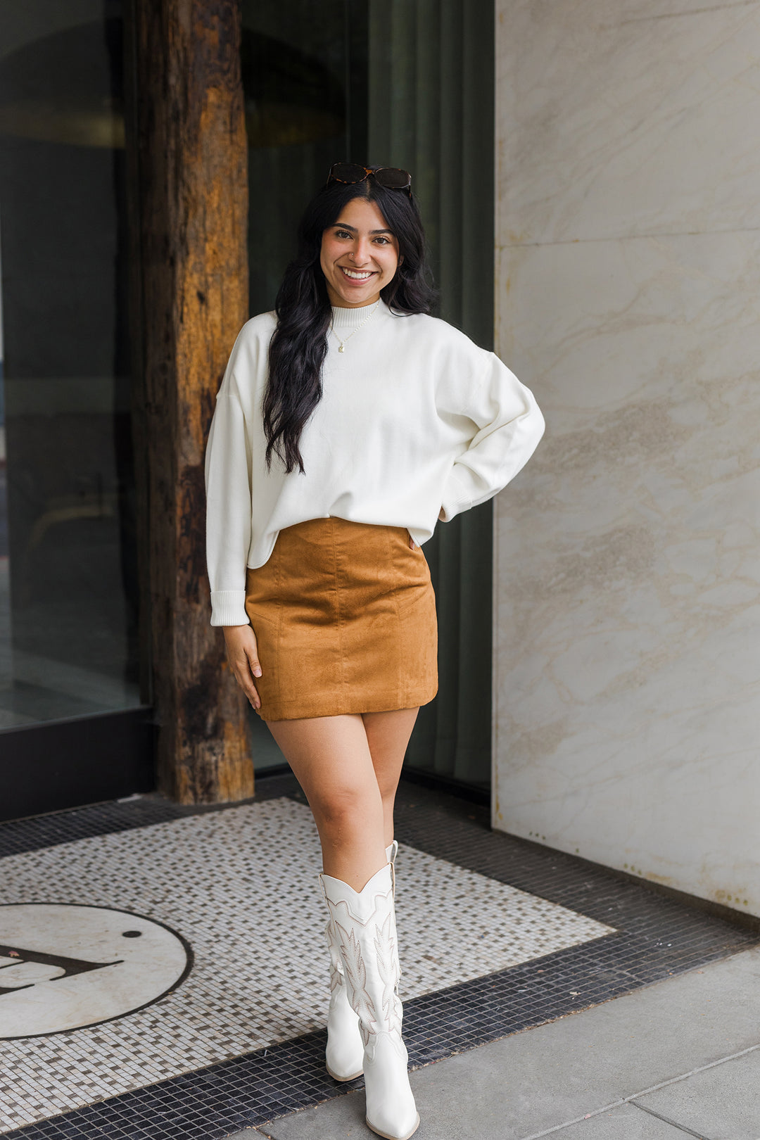 The Golden Espresso Suede Mini Skirt