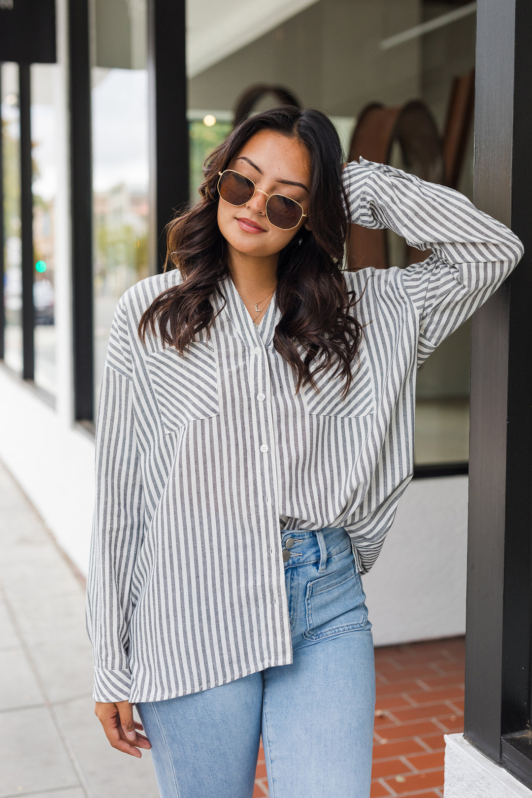 The Around The Way Striped Button Down Shirt