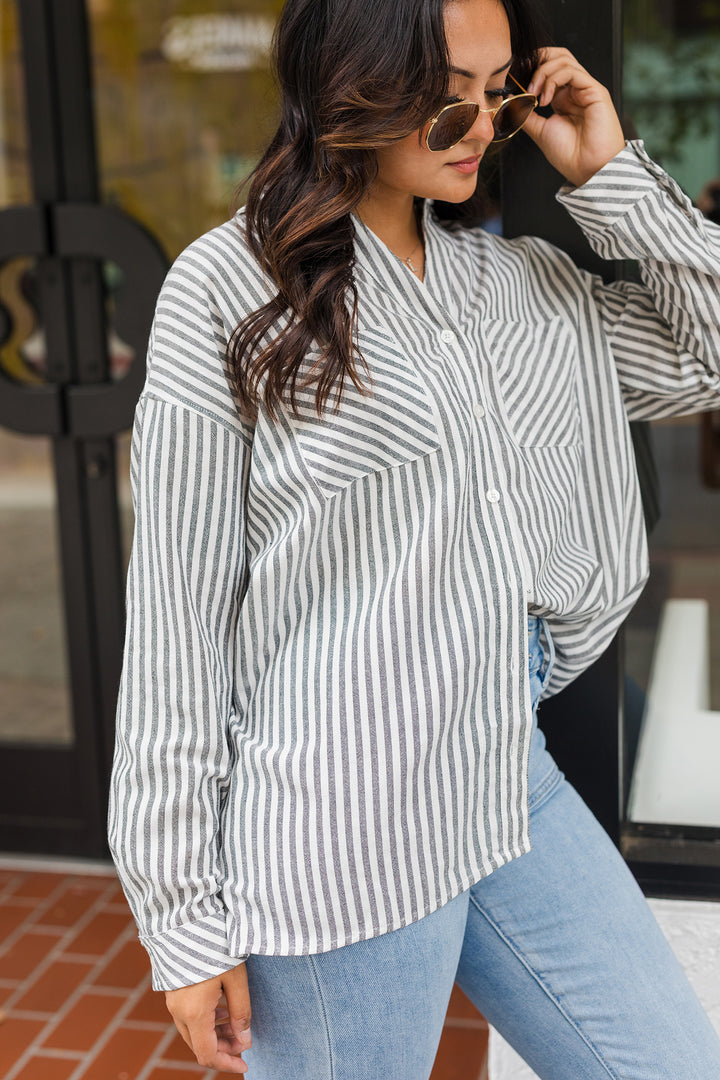 The Around The Way Striped Button Down Shirt
