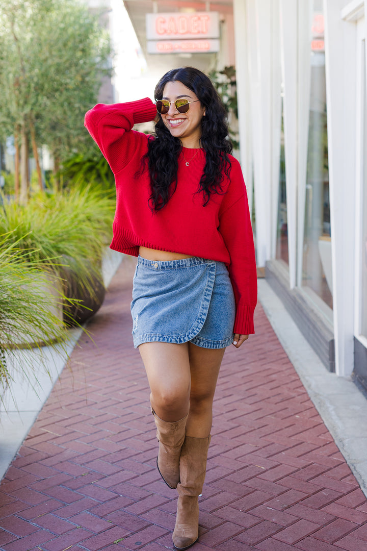The Asher Preppy Red Pullover Sweater