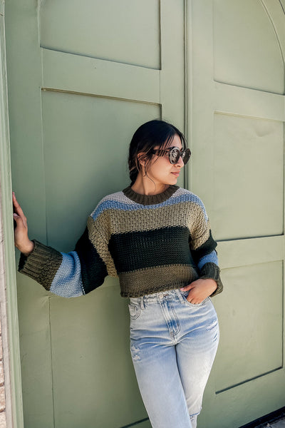 The Falling For You Olive Striped Sweater