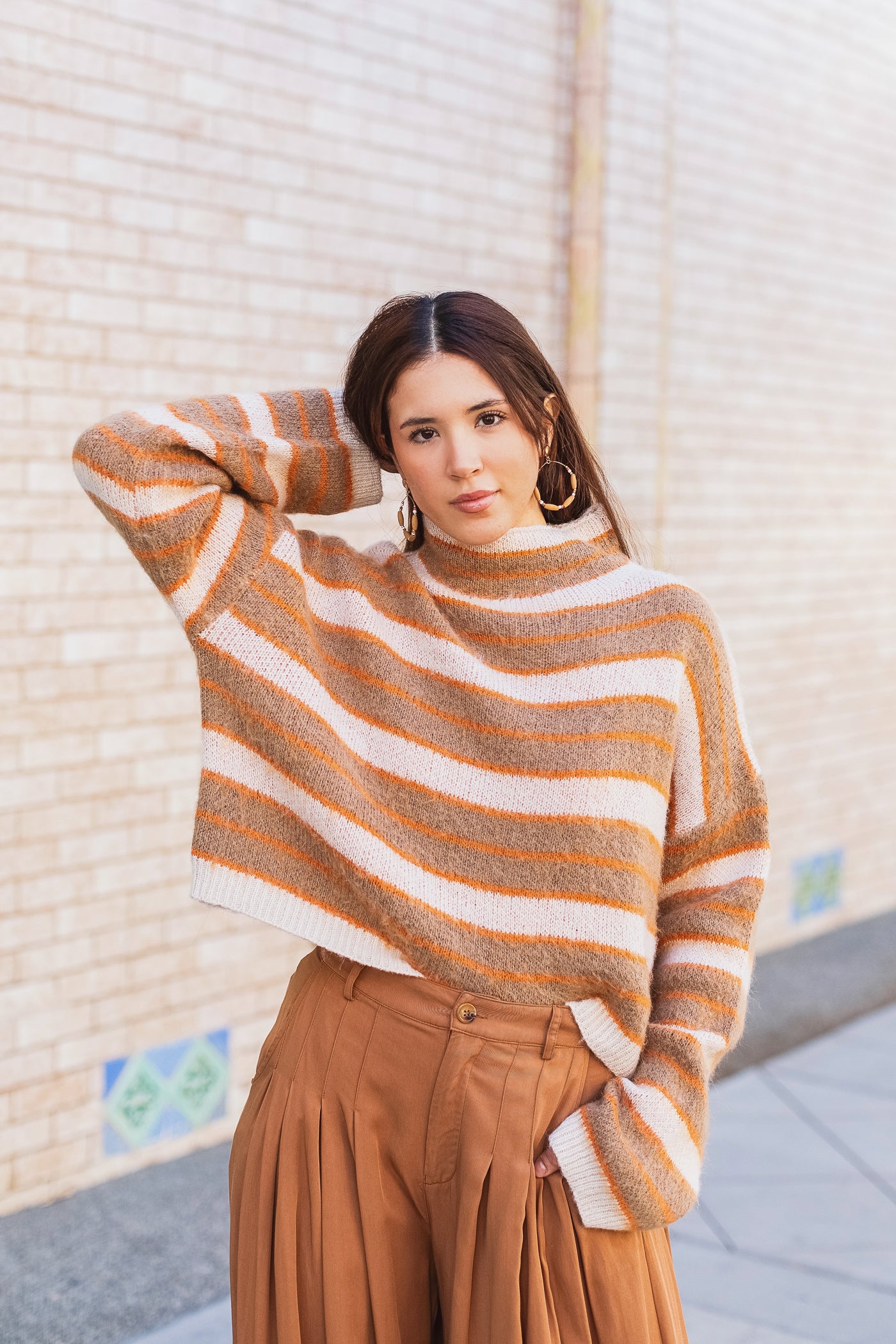 The Carlisle Mocha Striped Sweater