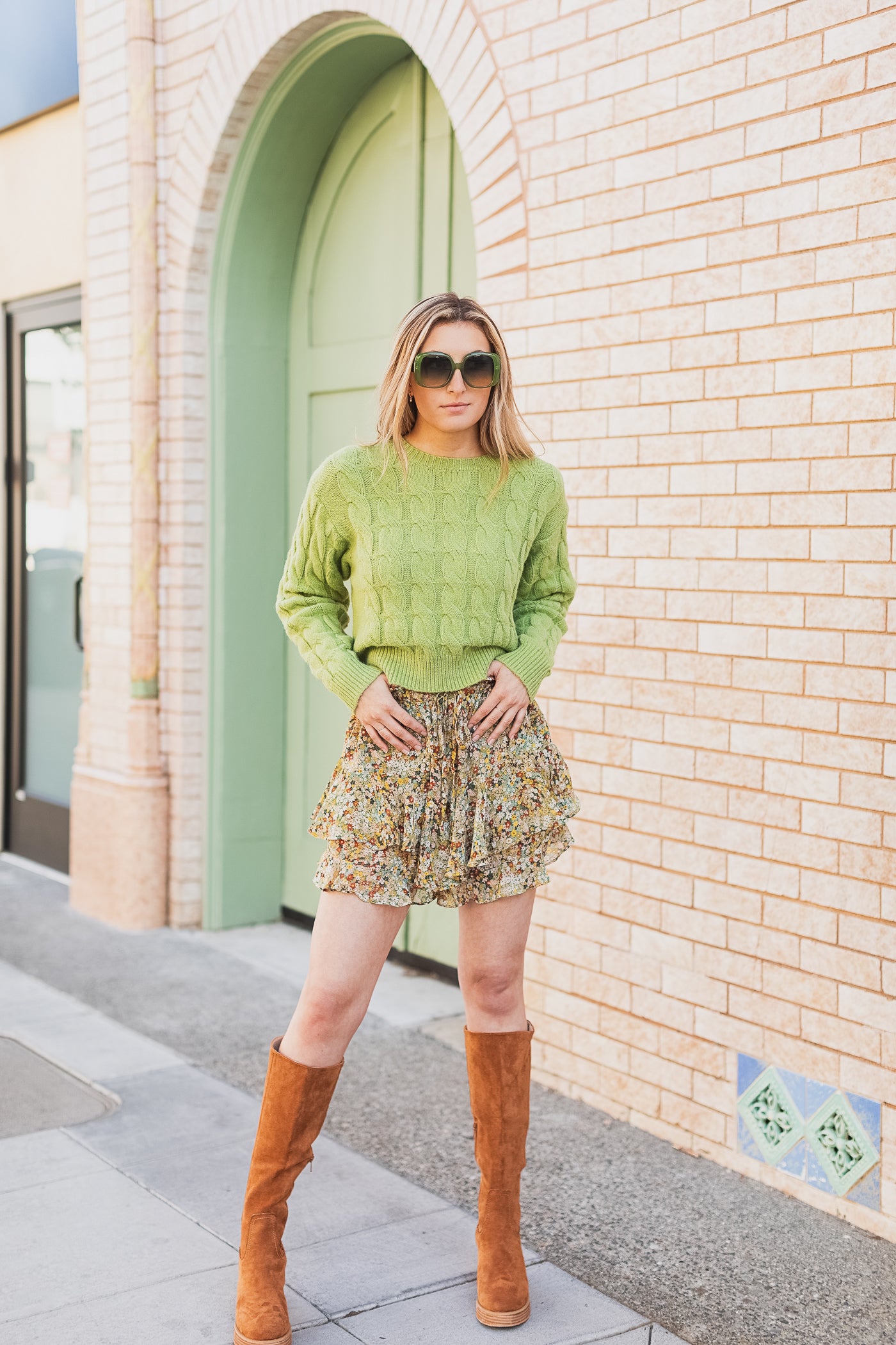 The Becks Apple Green Textured Sweater