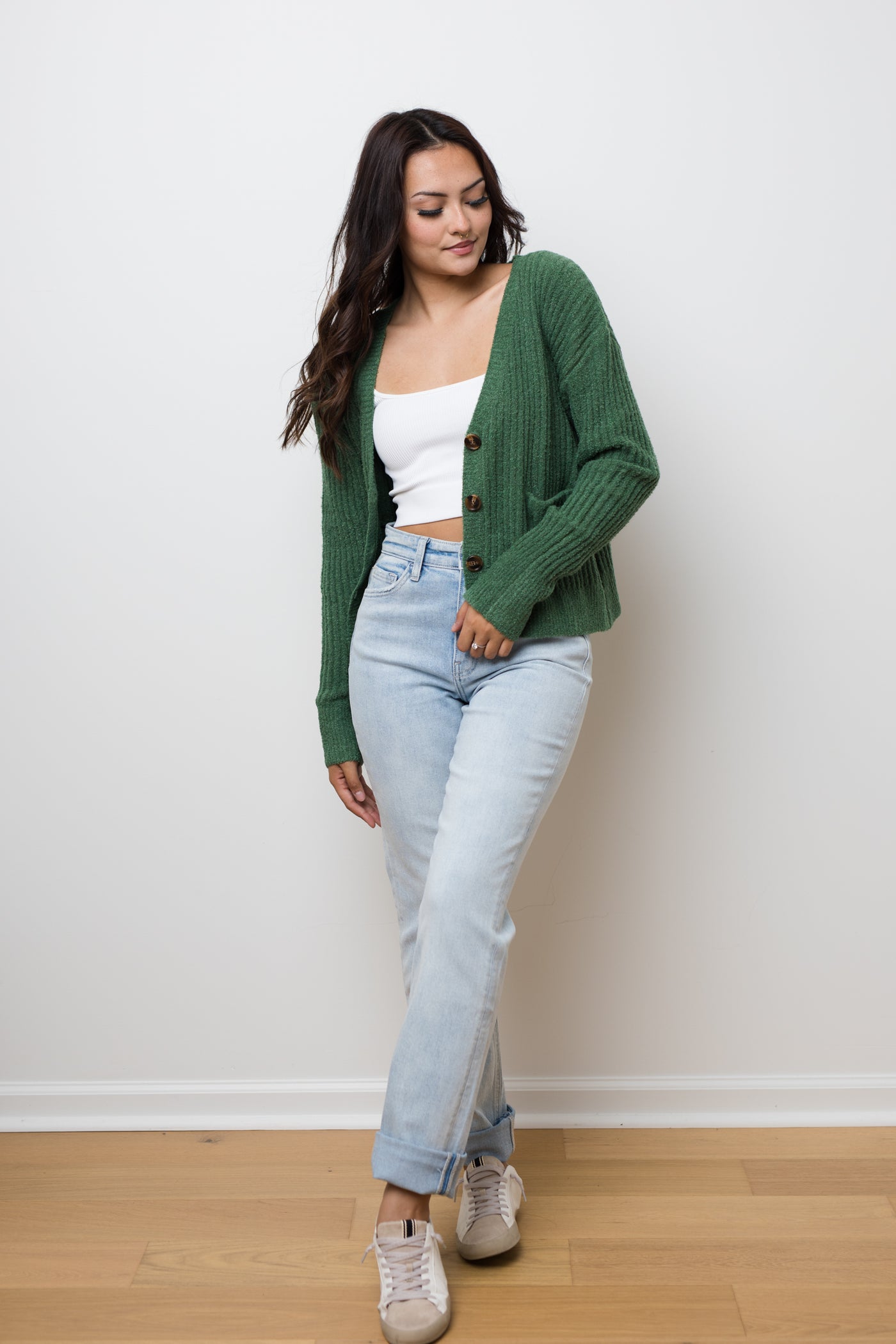 The Marleigh Green Knit Cardigan Sweater