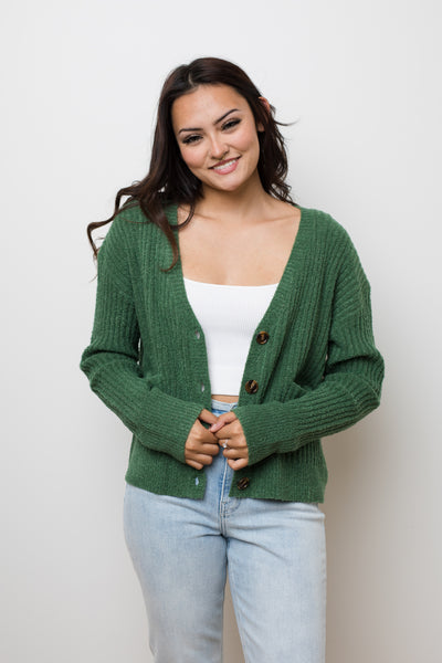The Marleigh Green Knit Cardigan Sweater