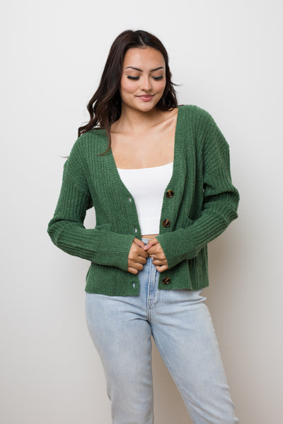 The Marleigh Green Knit Cardigan Sweater