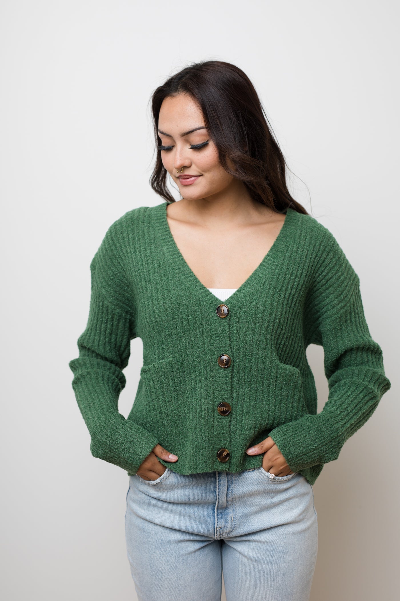 The Marleigh Green Knit Cardigan Sweater