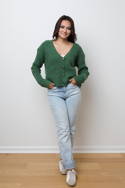 The Marleigh Green Knit Cardigan Sweater