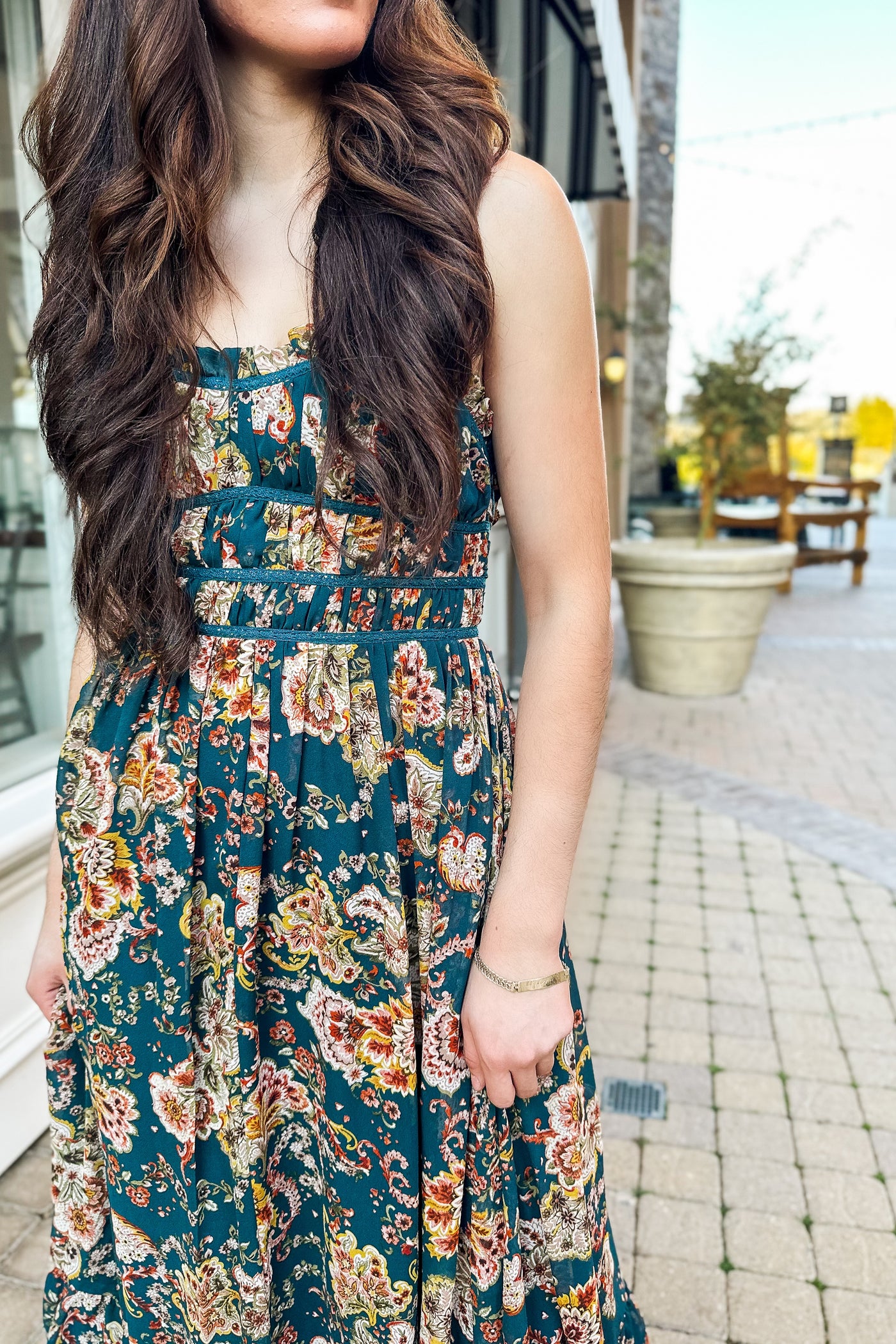 The Songbird Evergreen Floral Print Maxi Dress