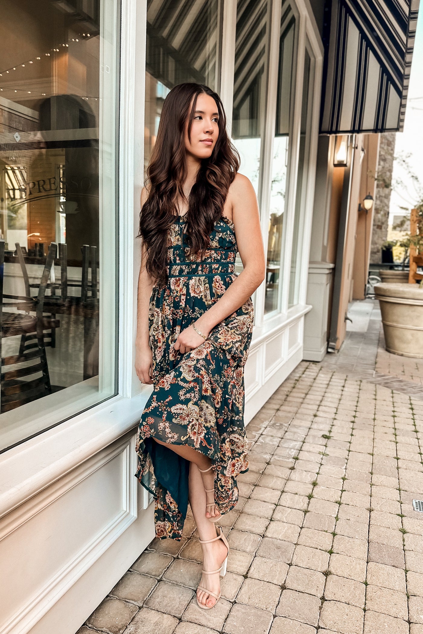 The Songbird Evergreen Floral Print Maxi Dress