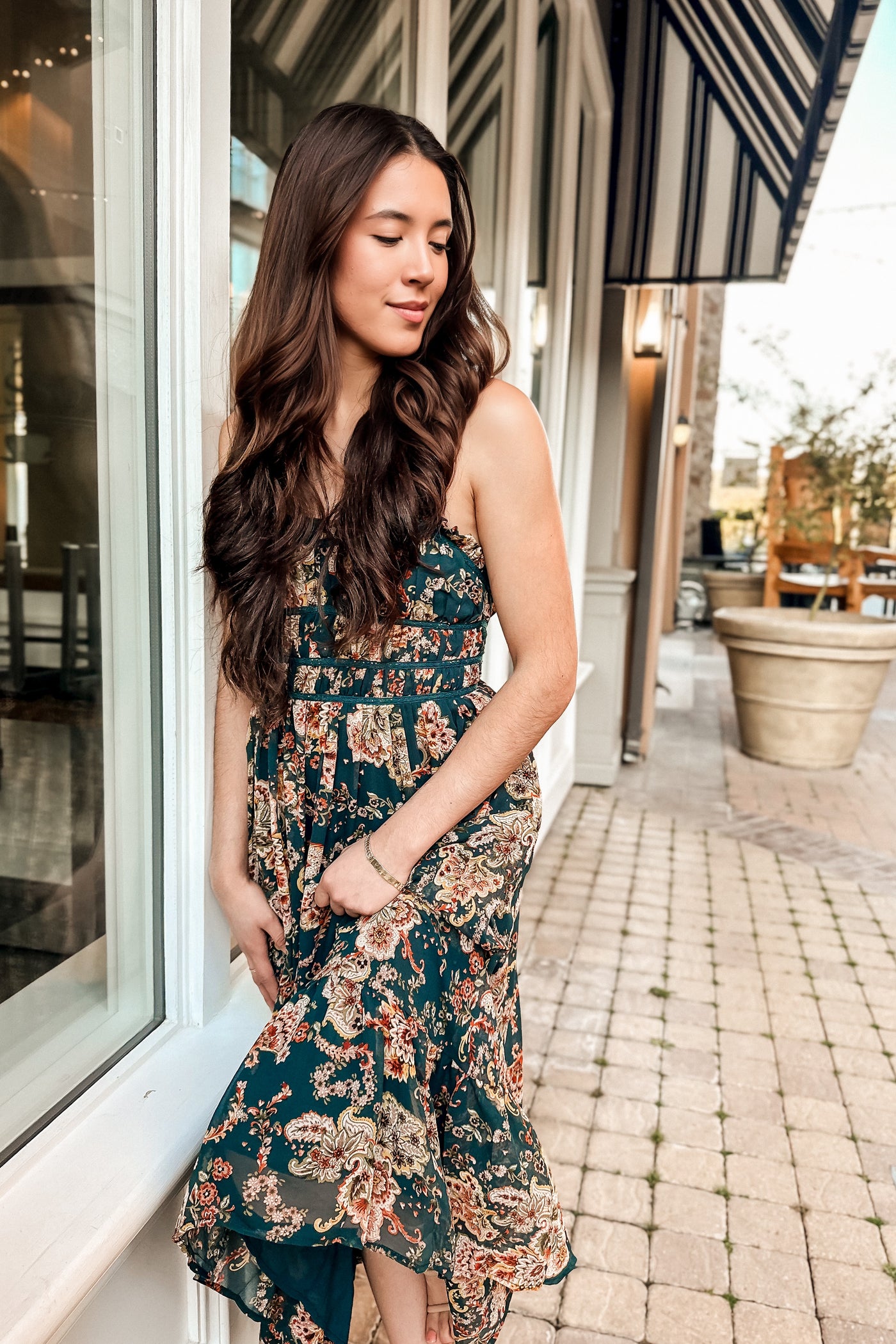 The Songbird Evergreen Floral Print Maxi Dress