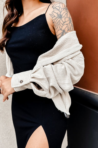 The Mystic Dawn Cream Corduroy Button Up Top