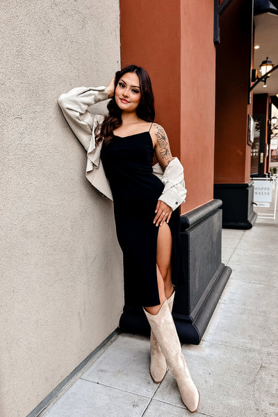 The Not So Basic Little Black Midi Dress