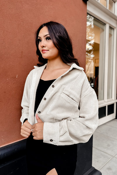 The Mystic Dawn Cream Corduroy Button Up Top