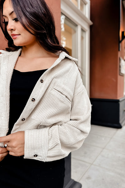 The Mystic Dawn Cream Corduroy Button Up Top