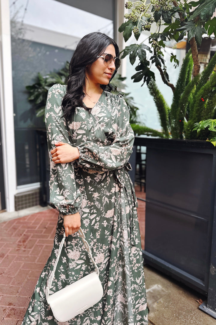 The Forever In Love Emerald Floral Wrap Dress