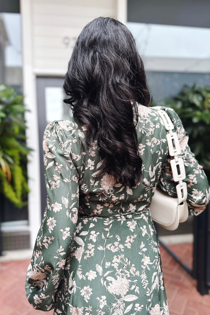 The Forever In Love Emerald Floral Wrap Dress